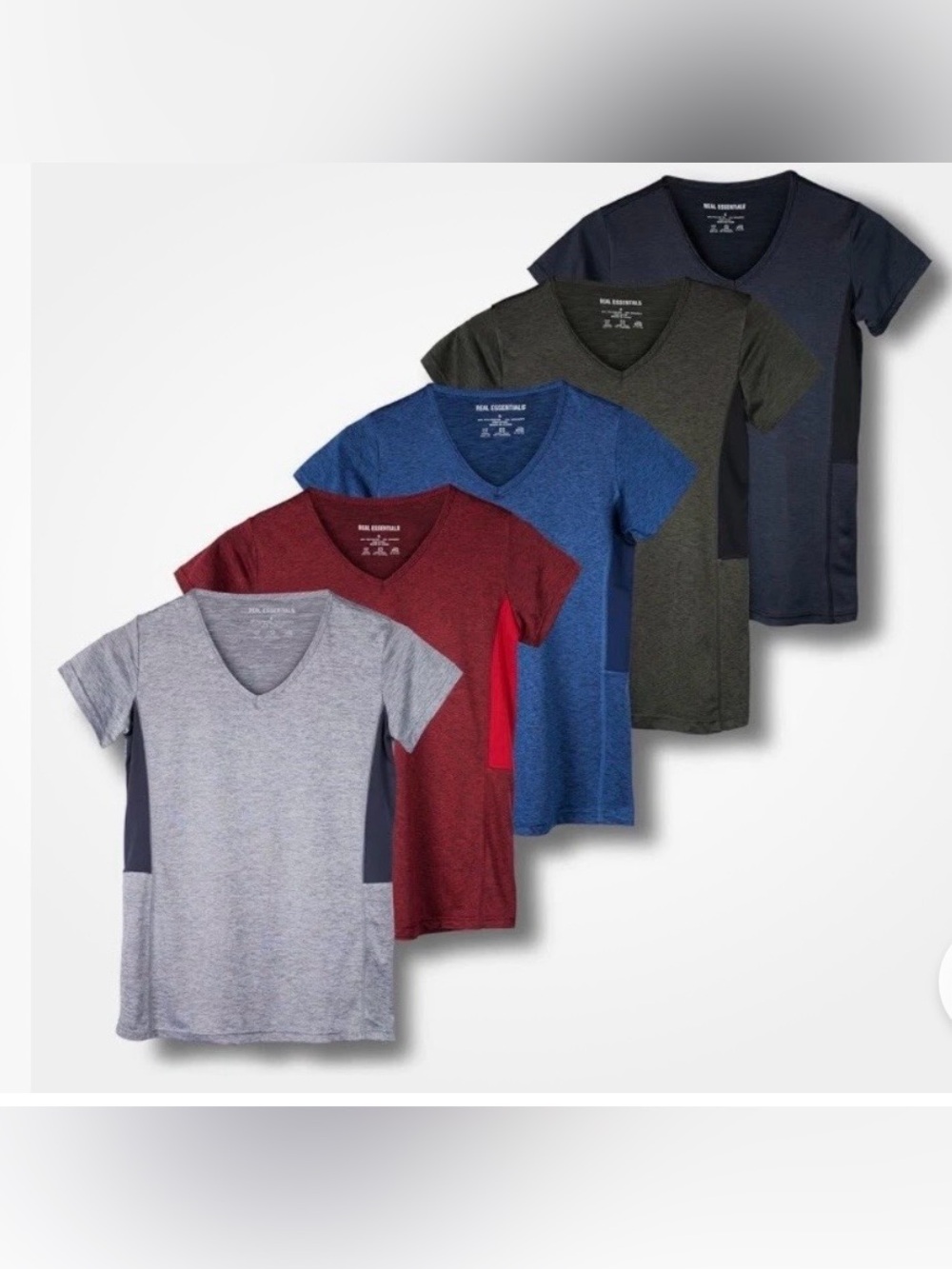 5 Pack Lot Active Shirts V-Neck Dry Fit Performance Tee Workout Yoga Tops NWOT